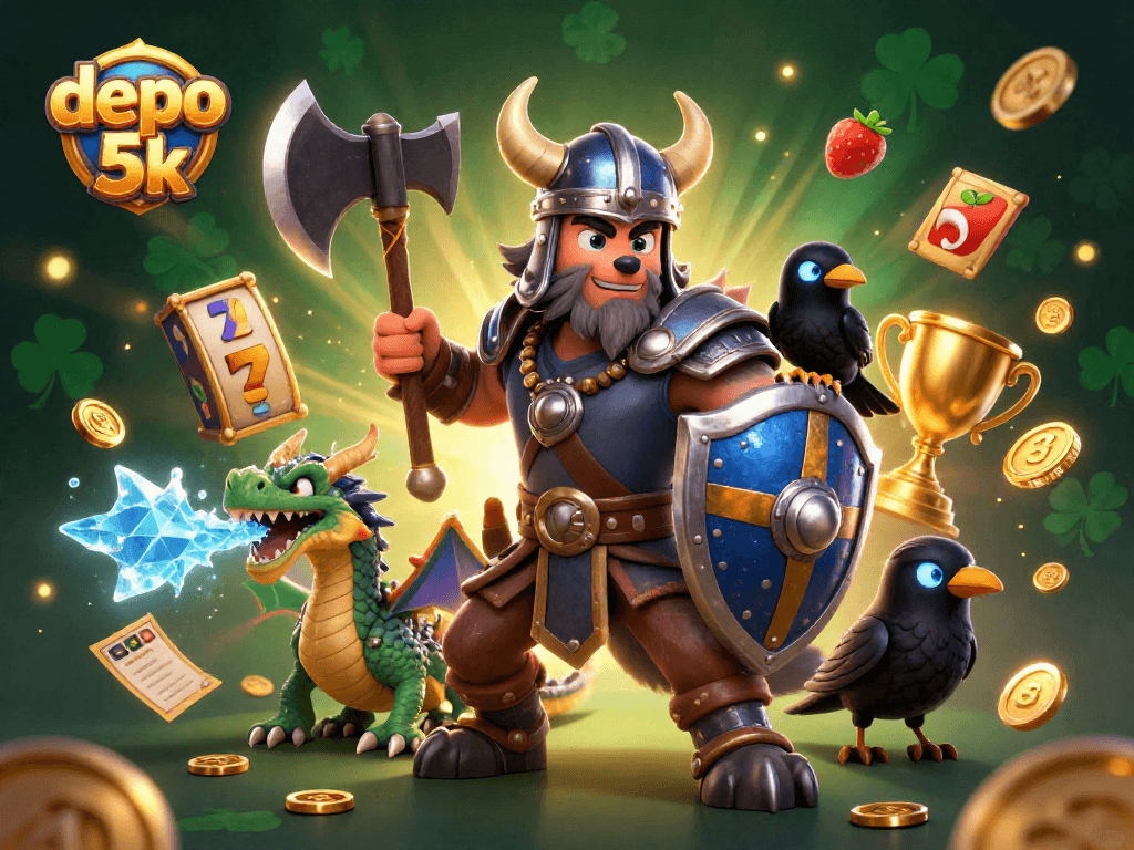 Engage with depo 5k by immersing in a colorful 3D casino world with wolves, dragons, and treasures.