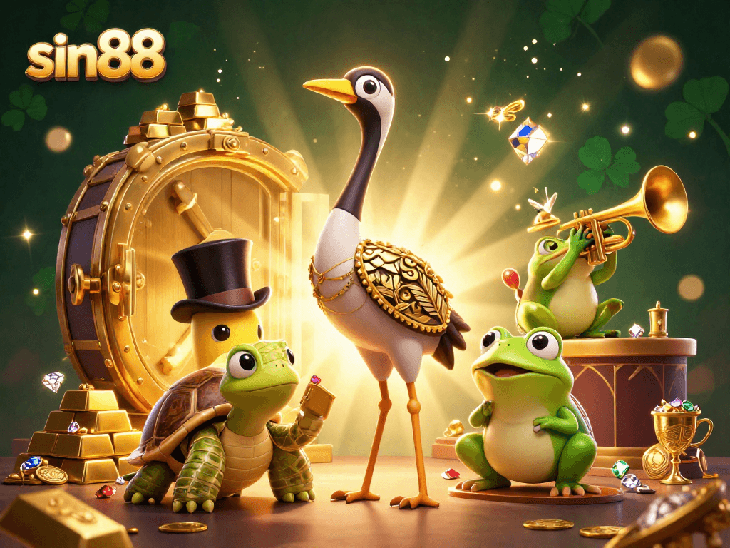 Experience thrilling gameplay at sin88 with vibrant characters and dazzling treasures in a lively casino scene.