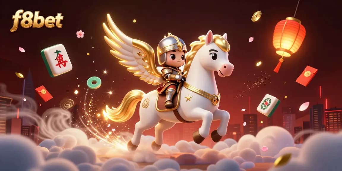 Experience thrilling adventures with f8bet as a knight rides a celestial horse through a vibrant casino universe.