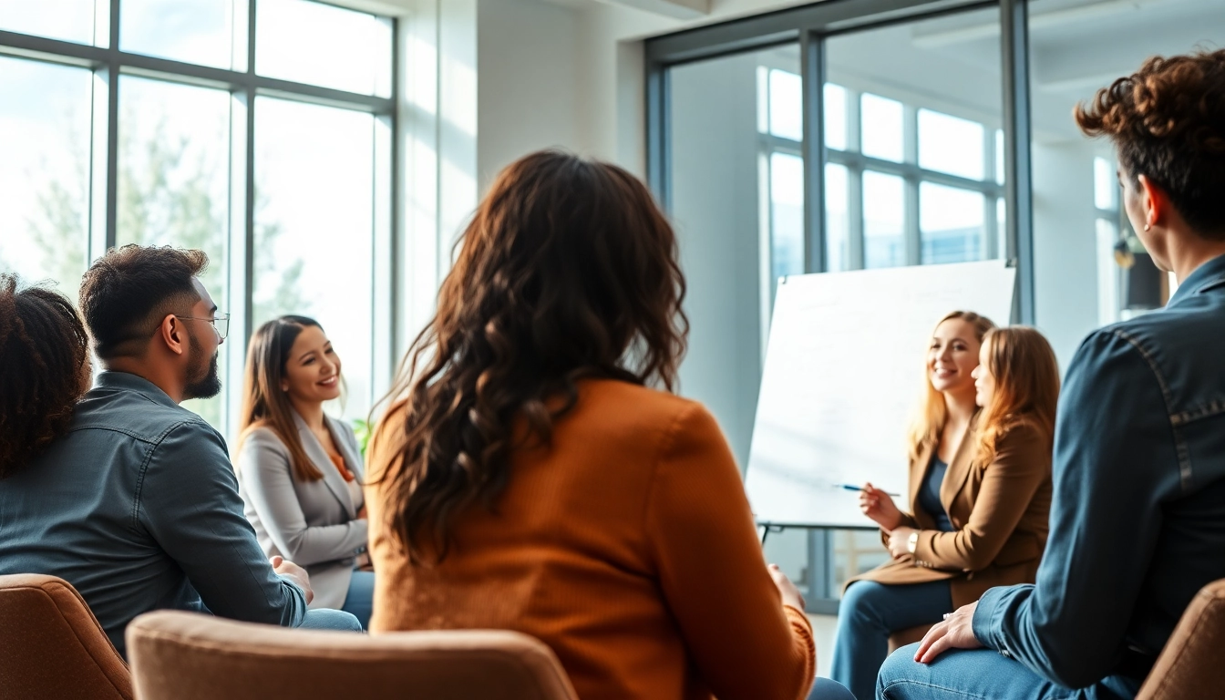 Engaging career coaching session highlighting a diverse group of participants in a professional setting.
