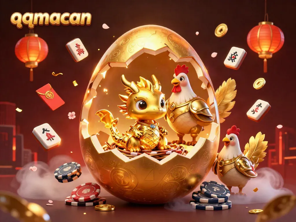 Engage in exciting gameplay with qqmacan as a golden dragon emerges from a poker chip nest.