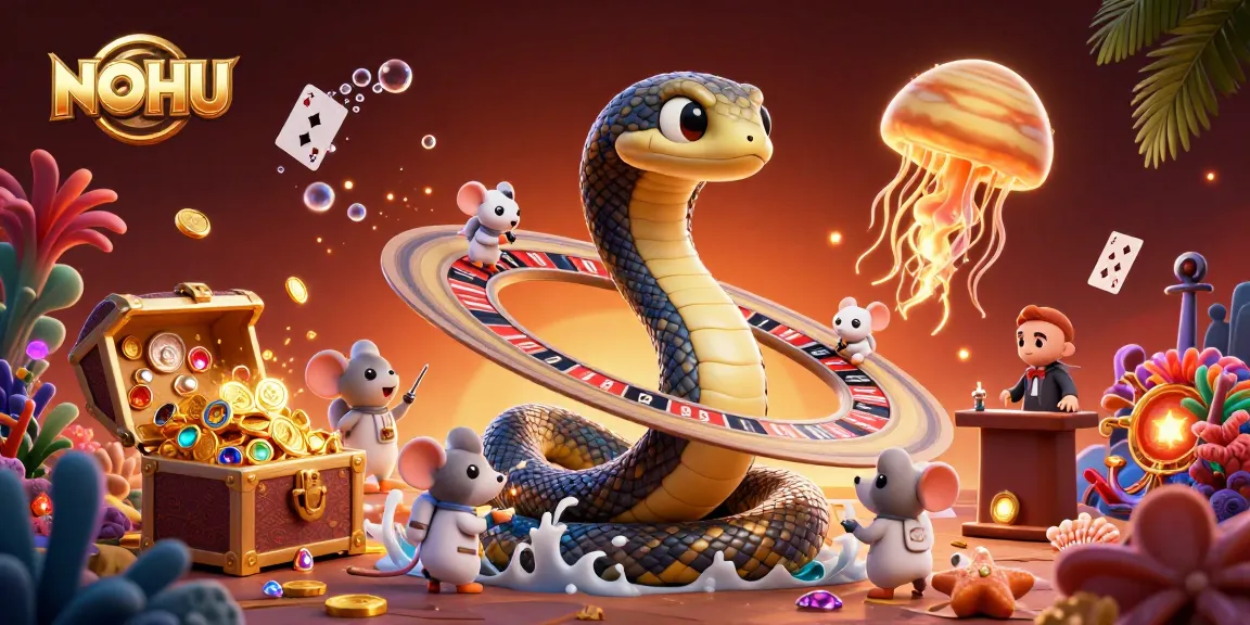 Engage in thrilling roulette action at NOHU with astronaut mice and cosmic dealers in a vibrant 3D scene.
