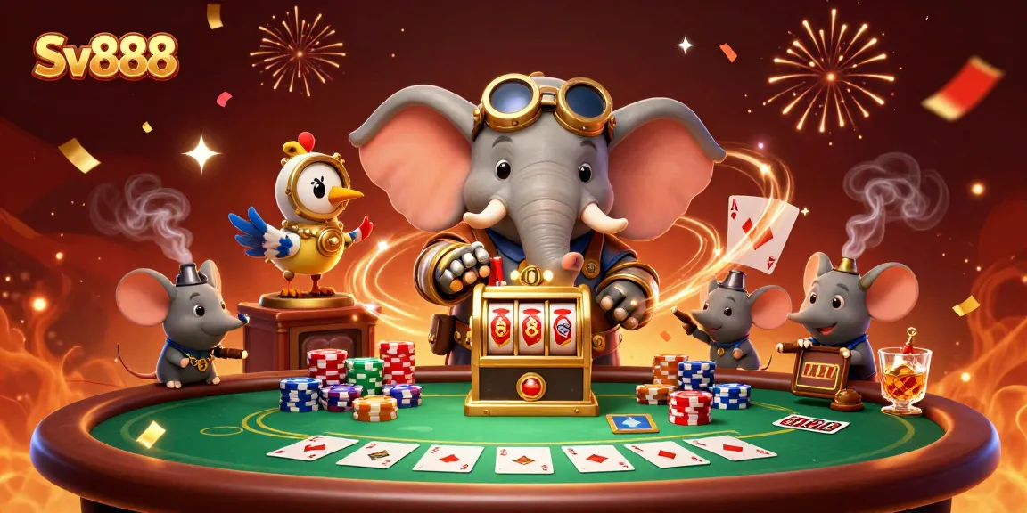 Experience thrilling gameplay at Sv888, featuring steampunk characters in a vibrant casino scene.