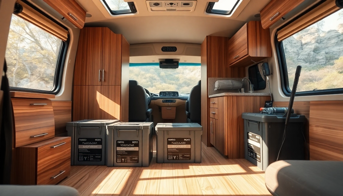 Showcase of lithium RV batteries installed in a camper, highlighting quality and modern design.