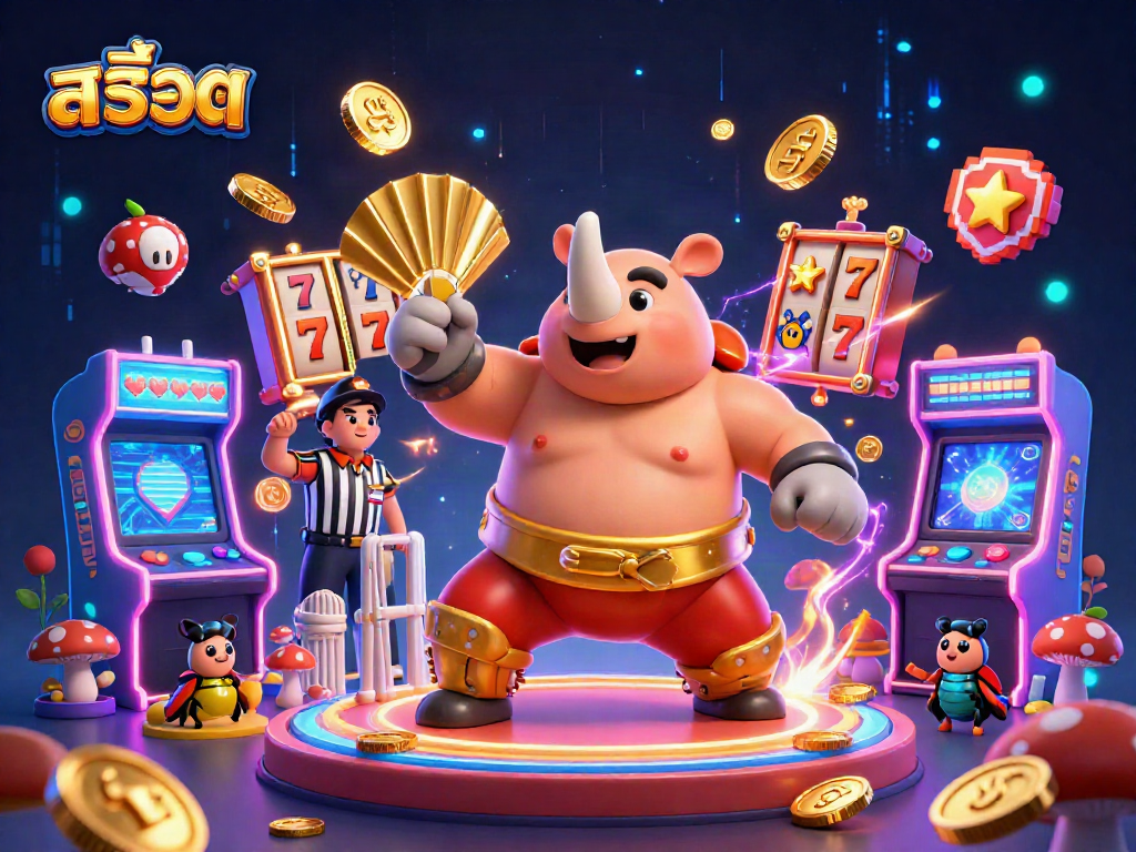Experience thrilling สล็อต action as a rhinoceros beetle sumo champion stomps, sending coins flying!