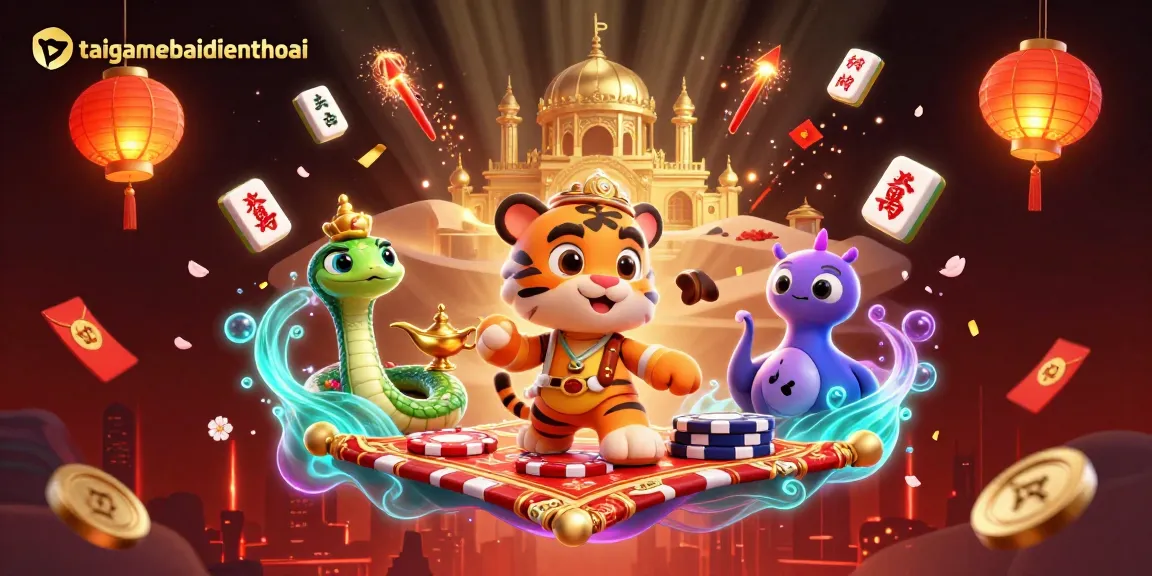 Engage in exciting gameplay with taigamebaidienthoai showcasing a vibrant Arabian Nights-themed casino scene.