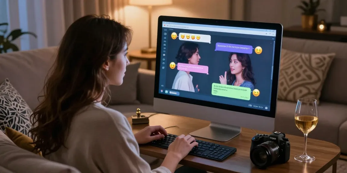 Engaging in a vibrant sex chat on a modern computer, showcasing intimacy and connection.