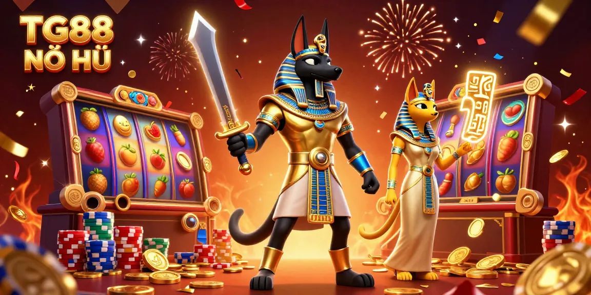 Experience the thrill of TG88 NỔ HŨ with vibrant slots action, golden coins, and dynamic characters.