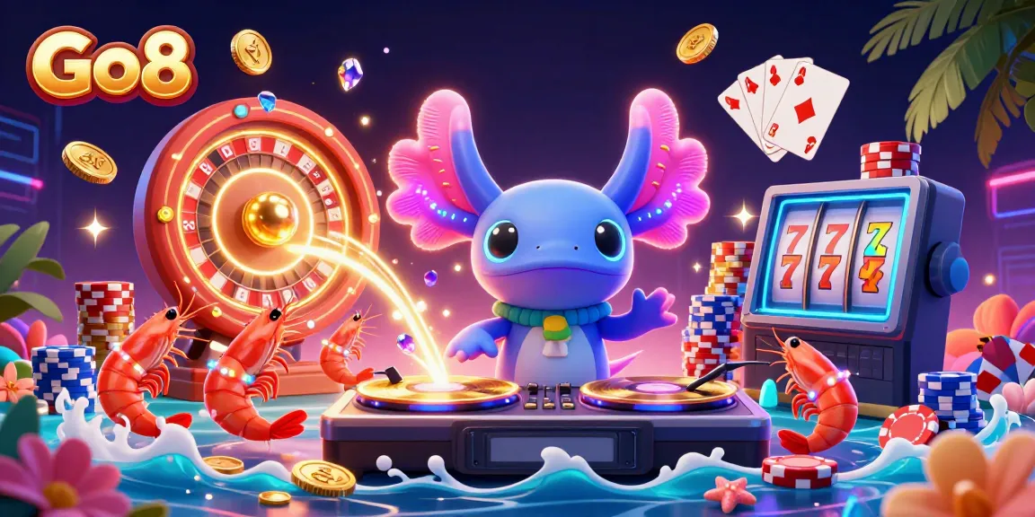 Experience thrilling gameplay at Go8 with vibrant casino elements and colorful characters.