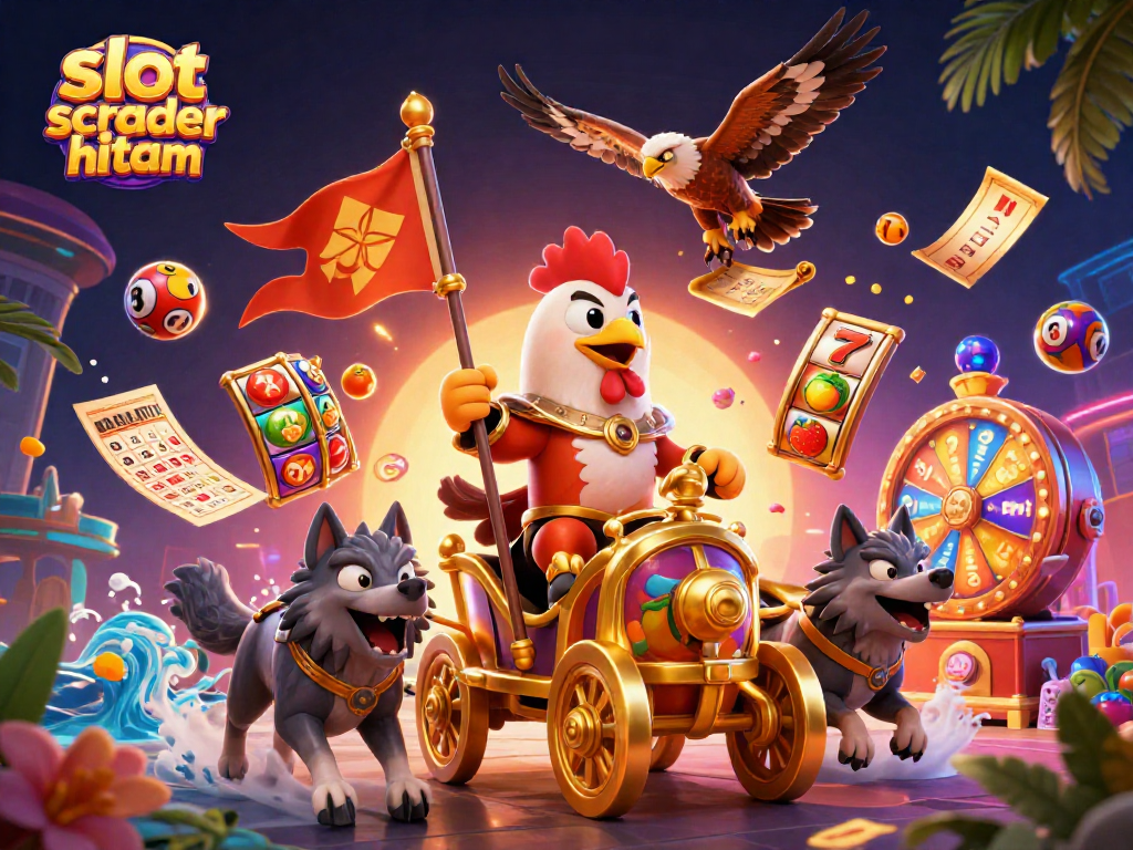 Engage with slot scatter hitam alongside vibrant slot reels and jackpot symbols in this dynamic scene.