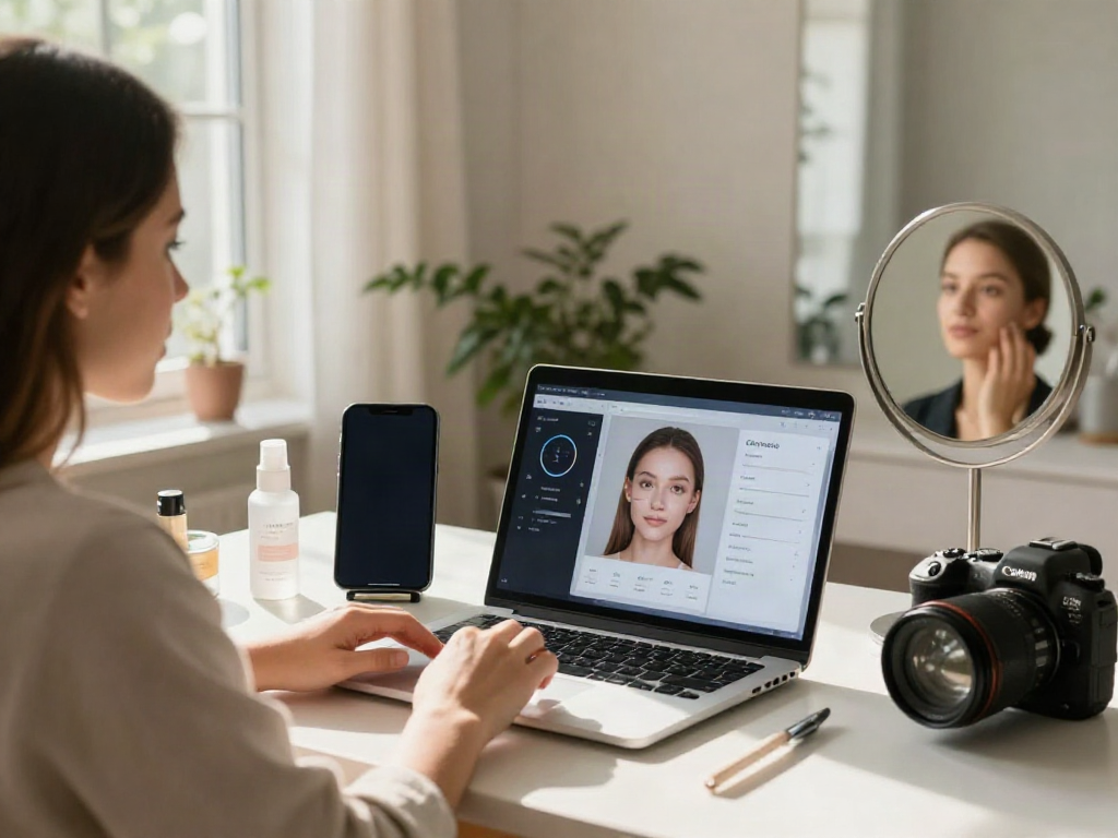 Individuals exploring Alternatives to QOVES through facial analysis in a warm home atmosphere.