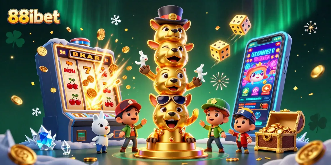 Experience the thrill of 88ibet casino games with vibrant animations of winning jackpots and dynamic characters.