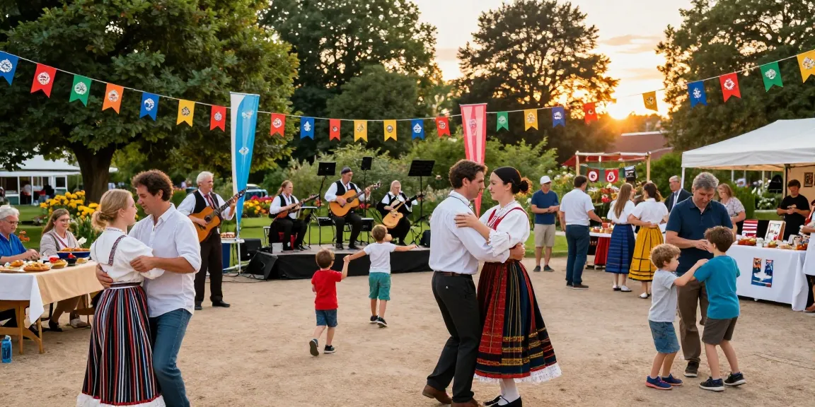 People enjoying we88 PGSLOT event at Parc du Thabor, celebrating Breton culture with music and dance.