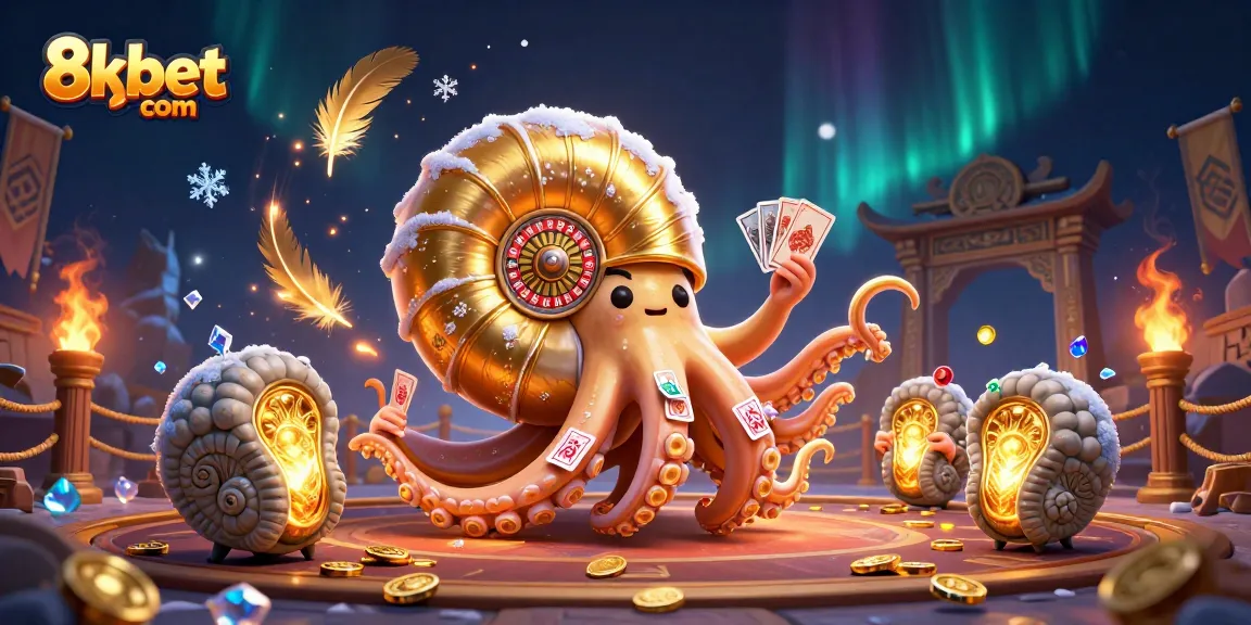 Engage in thrilling gameplay at 8xbet com with a vibrant casino scene featuring a giant nautilus and glowing companions.