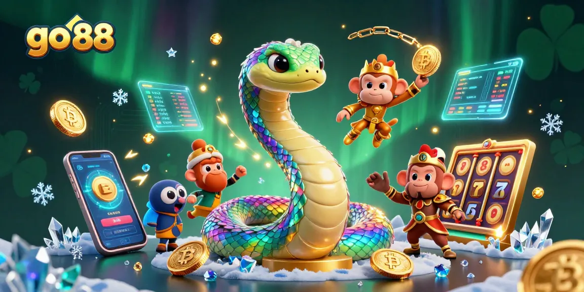 Spin the reels with go 88 in this vibrant casino-themed illustration showcasing colorful elements and characters.