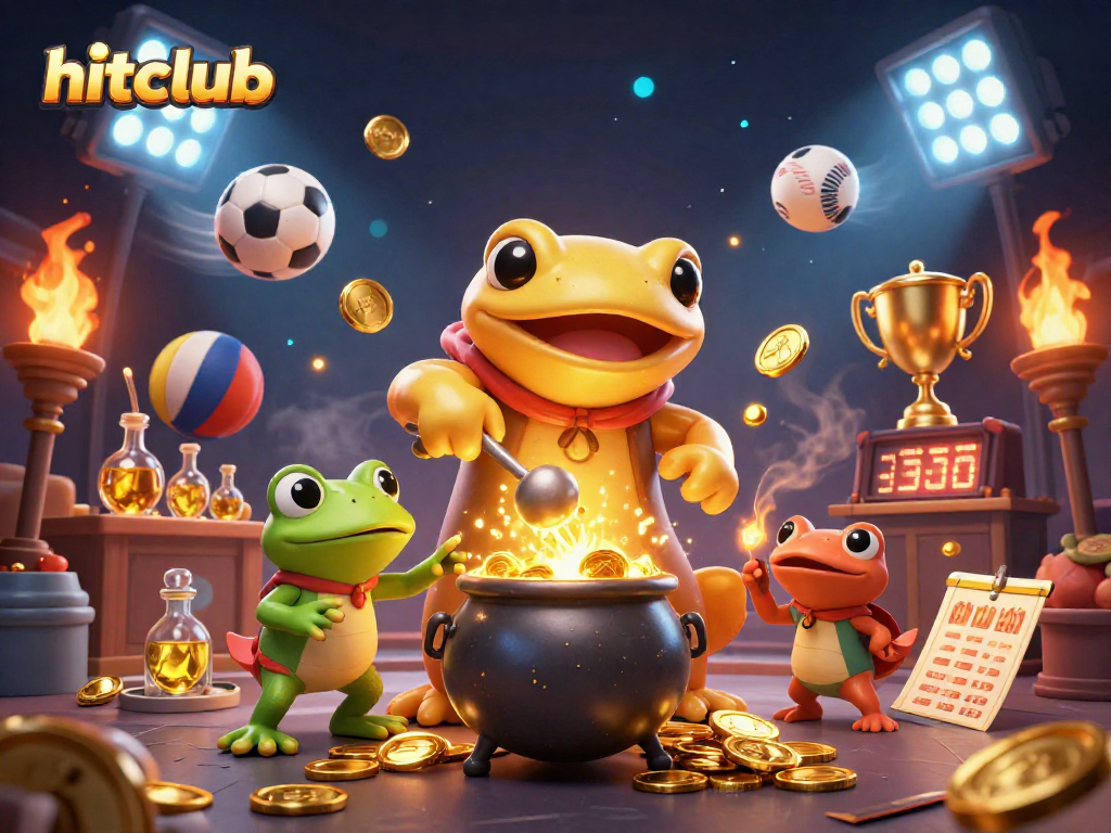 hitclub showcases dynamic sports betting elements amid an alchemist’s gold creation scene