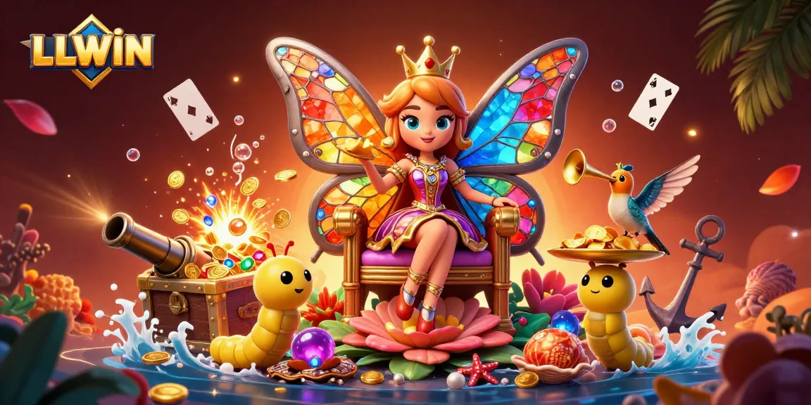 Experience excitement with LLWIN in a vibrant 3D casino scene full of colorful elements.