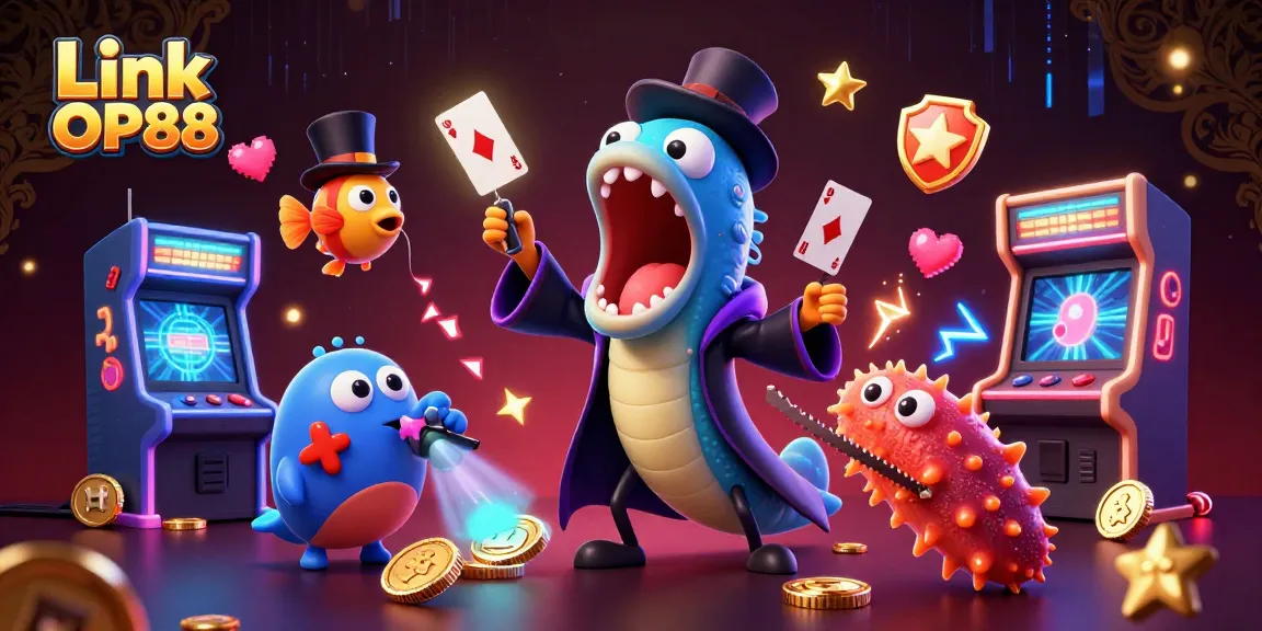 Engage in thrilling gameplay with Link OP88, featuring vibrant characters and dynamic casino elements.