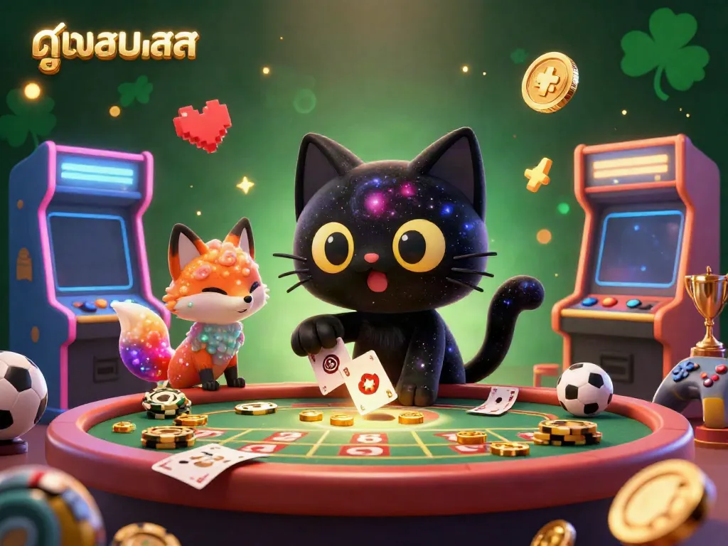 Experience intense excitement in a cosmic casino while using ดูบอลสด with playful characters and vibrant gaming scenes.