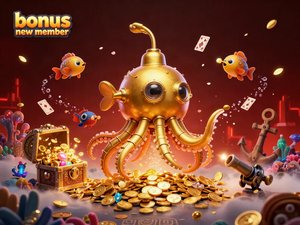 Join the action with the bonus new member offer in a vibrant casino-themed 3D illustration.