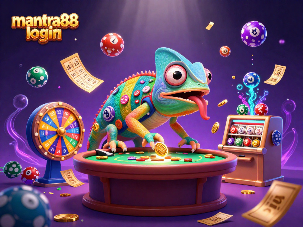 Experience exciting gambling action with mantra88 login in a vivid 3D casino scene filled with fun elements.