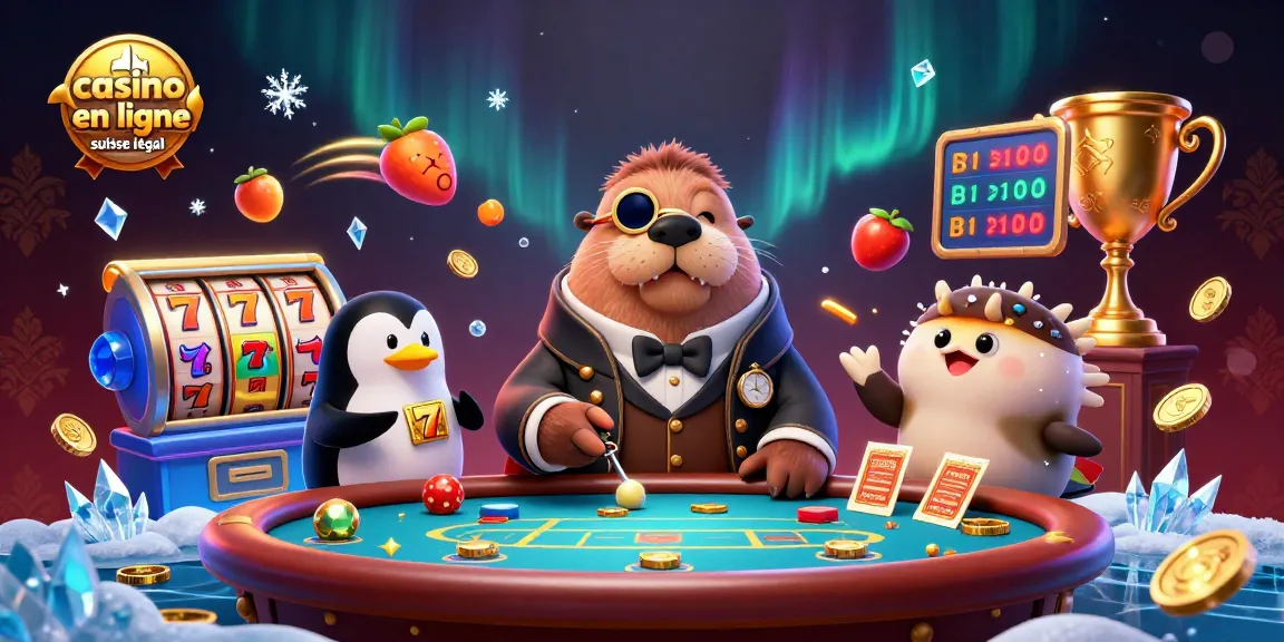 Jouez au casino en ligne suisse légal avec des personnages d'illustrations 3D captivantes.