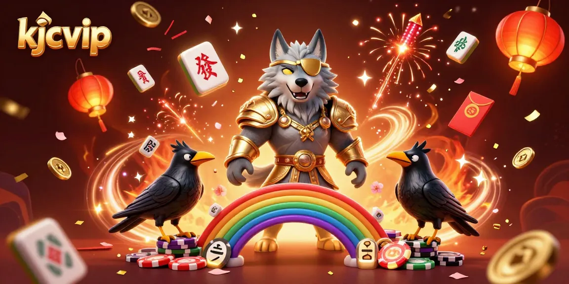 Engage in the thrilling kjcvip experience with vibrant Norse-themed gambling action under a glowing rainbow bridge.