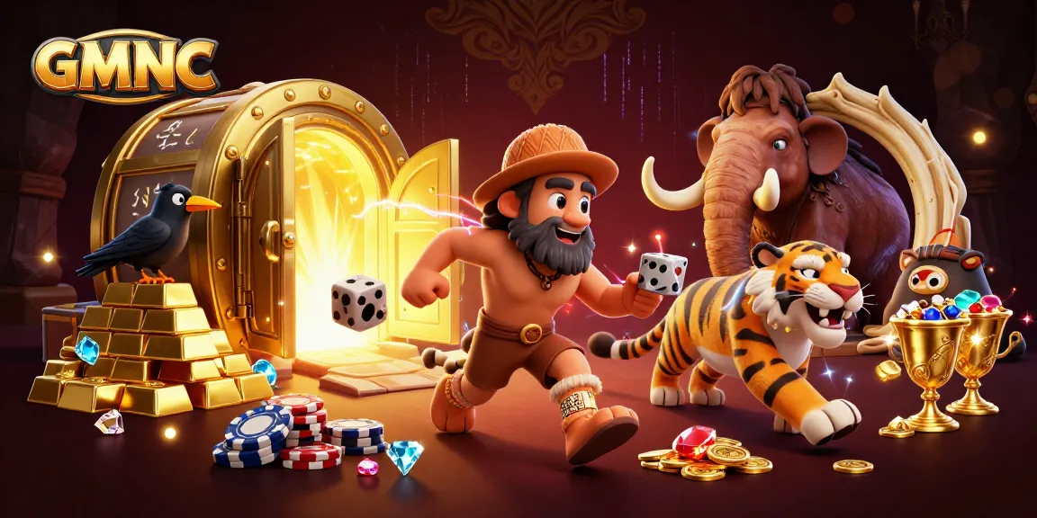 Spin the reels at GMNC in a vibrant prehistoric casino with treasures galore.