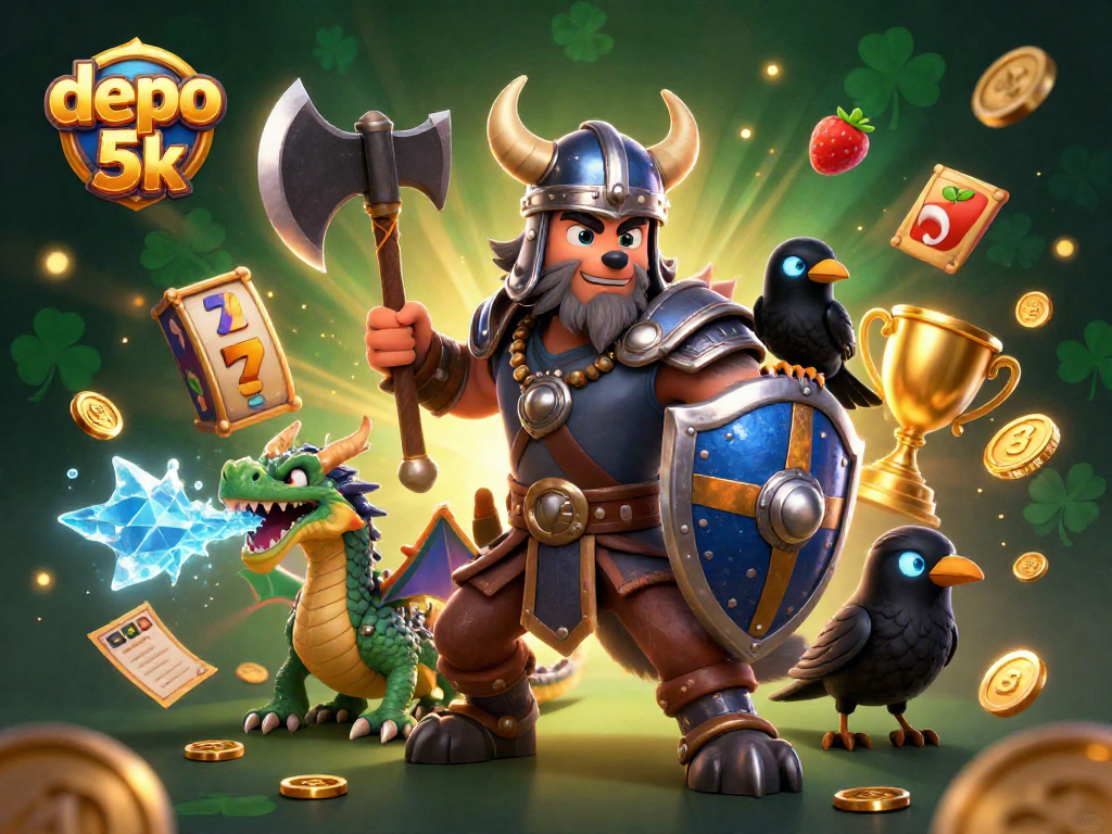 Engage with depo 5k by immersing in a colorful 3D casino world with wolves, dragons, and treasures.
