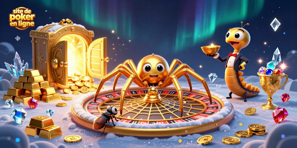 Jouez sur le site de poker en ligne avec des personnages animés dans une scène riche en détails.