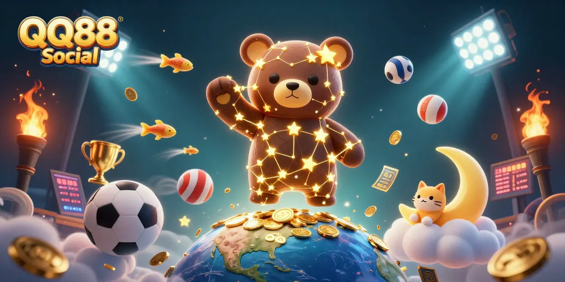Win big at QQ88 Social with this vibrant illustration of games and opportunities in a dynamic casino scene.