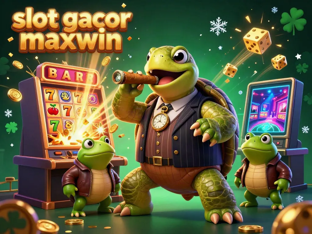 Experience thrilling wins with slot gacor maxwin in a vibrant casino scene filled with animated characters and gaming elements.