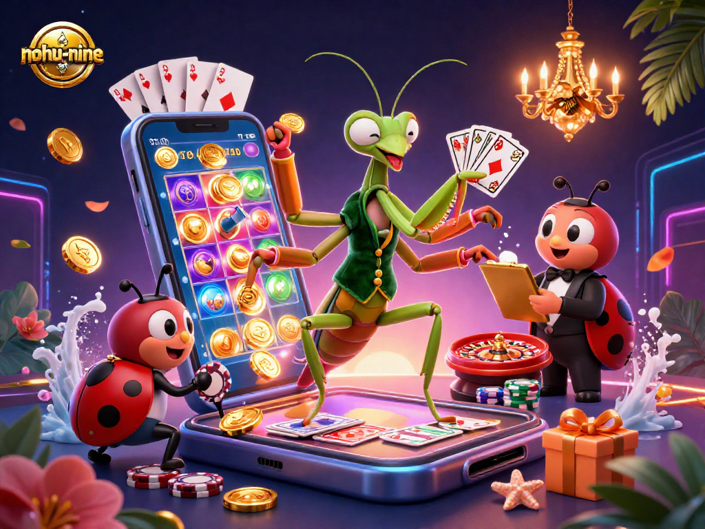 Engage with the vibrant nohu-nine 3D casino scene featuring unique characters and exciting gambling elements.