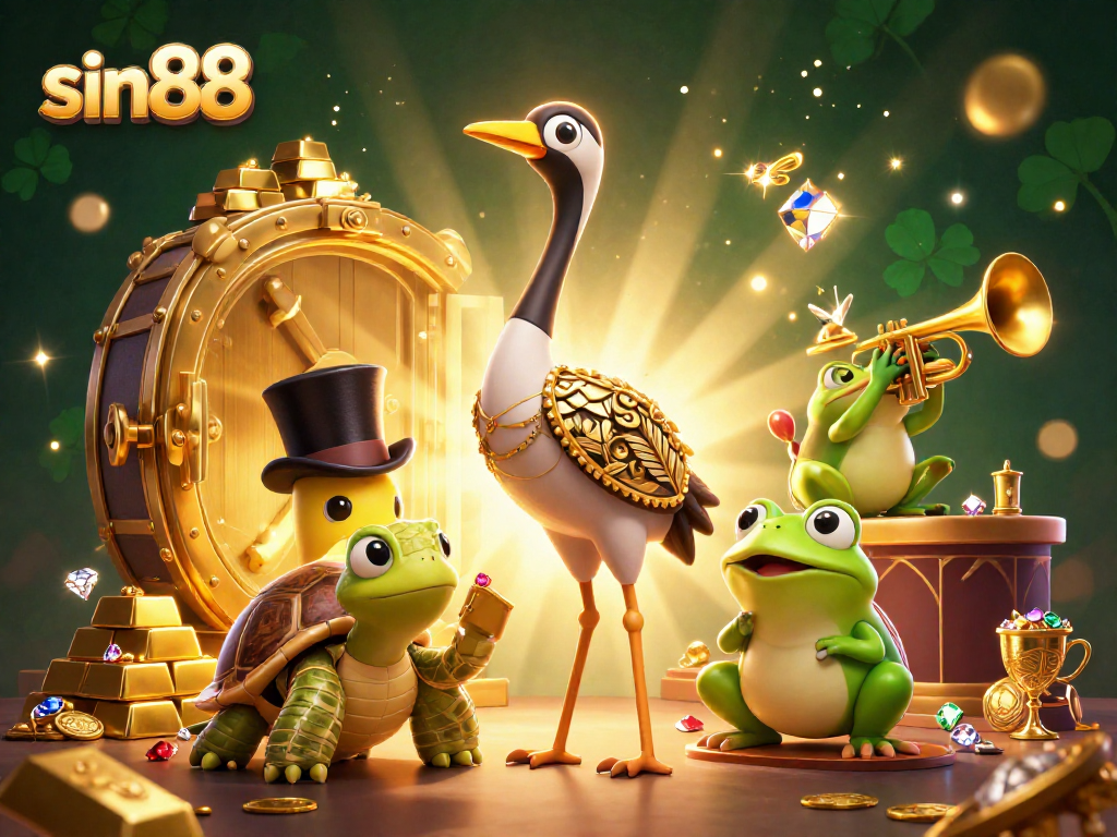 Experience thrilling gameplay at sin88 with vibrant characters and dazzling treasures in a lively casino scene.