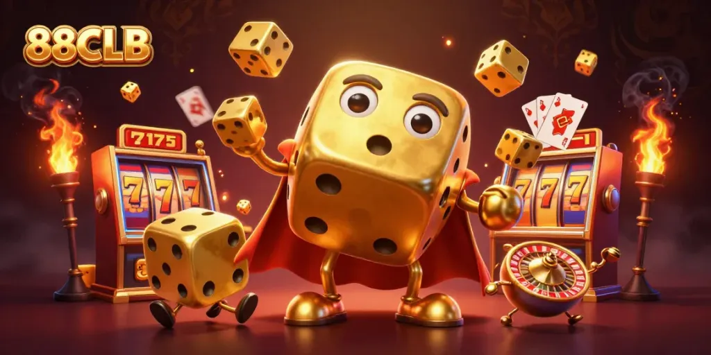 Experience thrilling gameplay at 88CLB with golden dice and dynamic slot elements.