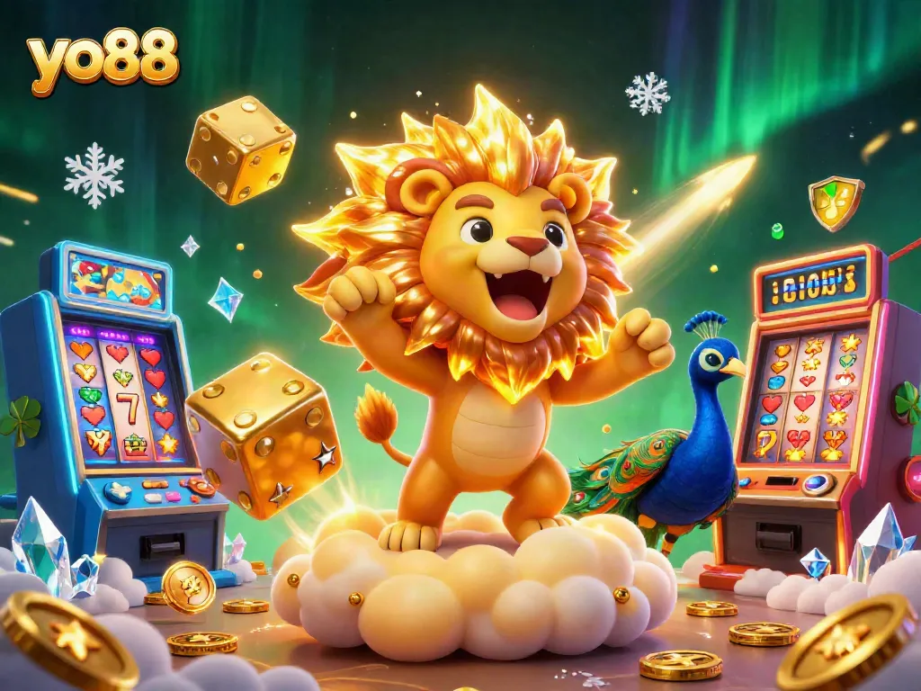 Experience the excitement of yo88 with golden dice, slot machines, and dynamic gaming elements.