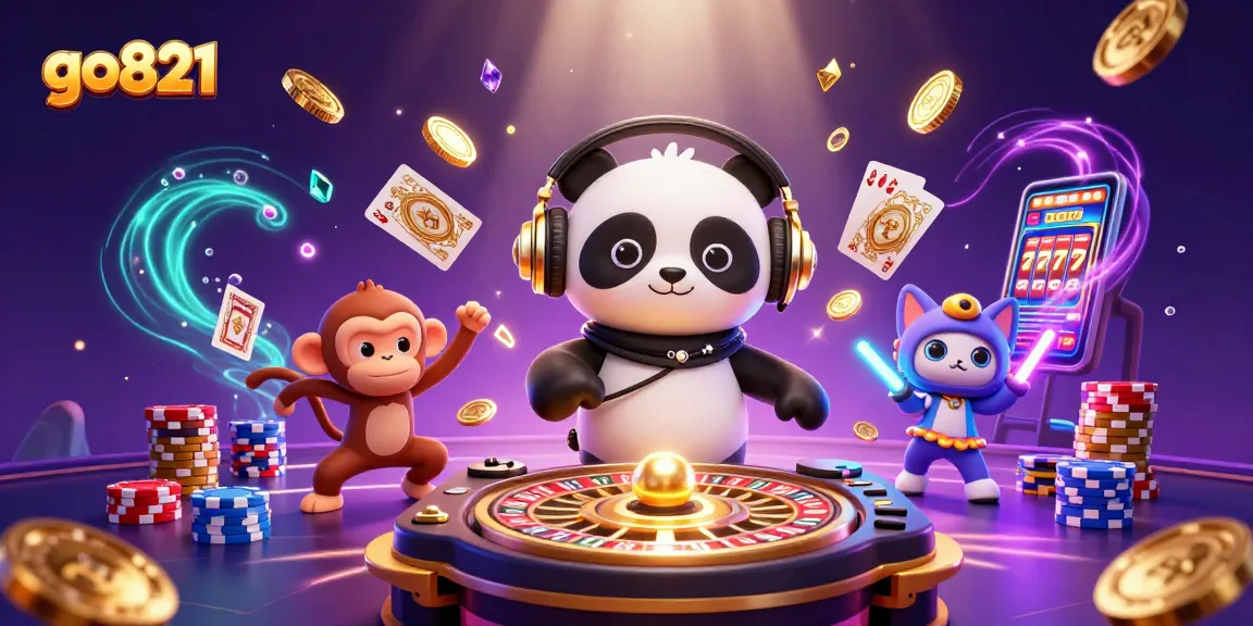 Experience the excitement at go821, featuring vibrant characters enjoying casino thrills and winning moments.