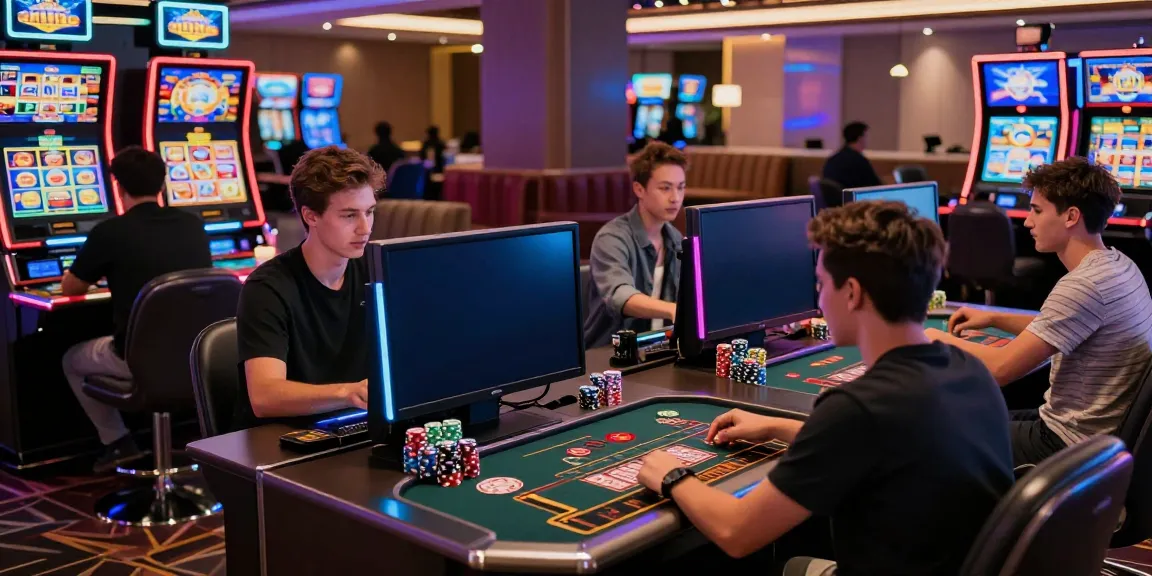 Engaging plustoto4d online gaming experience with diverse players at colorful gaming booths.