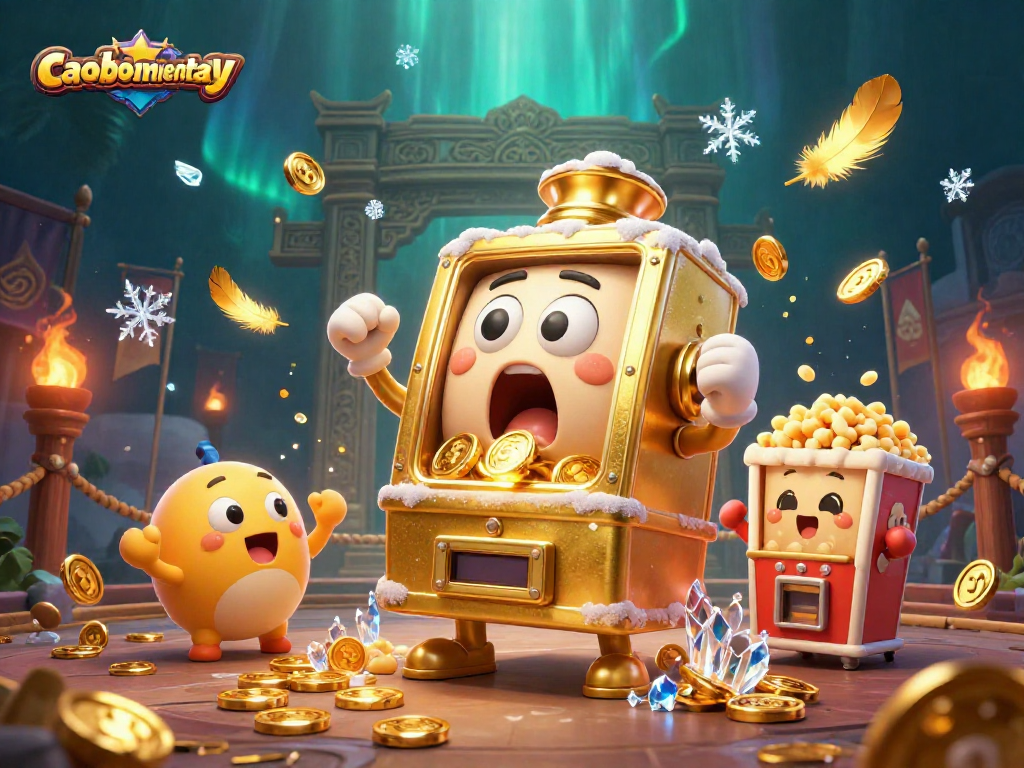 Engage in thrilling gameplay with caoboimientay's captivating golden slot machine hitting the jackpot.