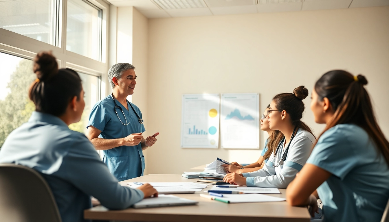 Engaging nursing instructor leading a class at the Houston Trusted Nclex review center.