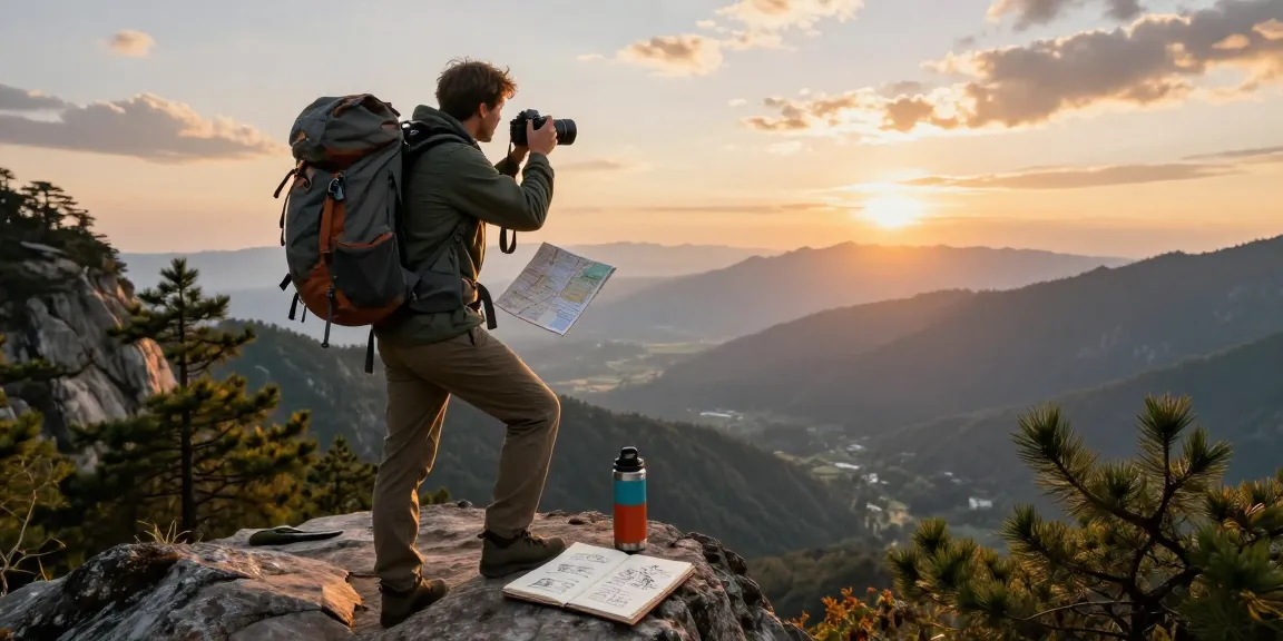 Adventure seeker at cliff edge capturing sunset views, more from our blog about travel adventures and destinations.