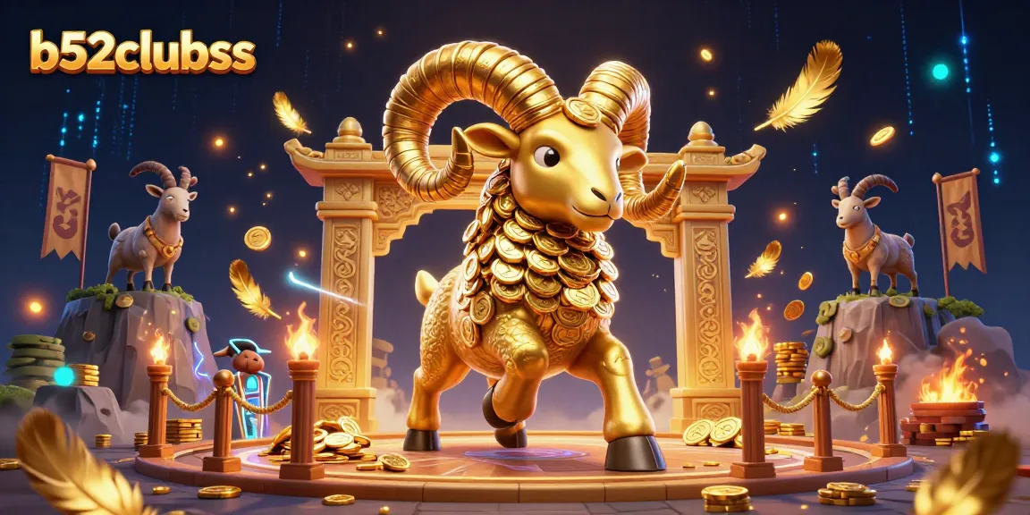 Experience the thrill of b52clubss as the golden ram charges through a casino arena alive with excitement.