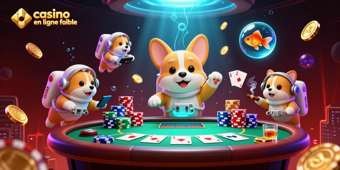 Jouer au casino en ligne fiable dans une scène animée avec des jetons de poker flottants.