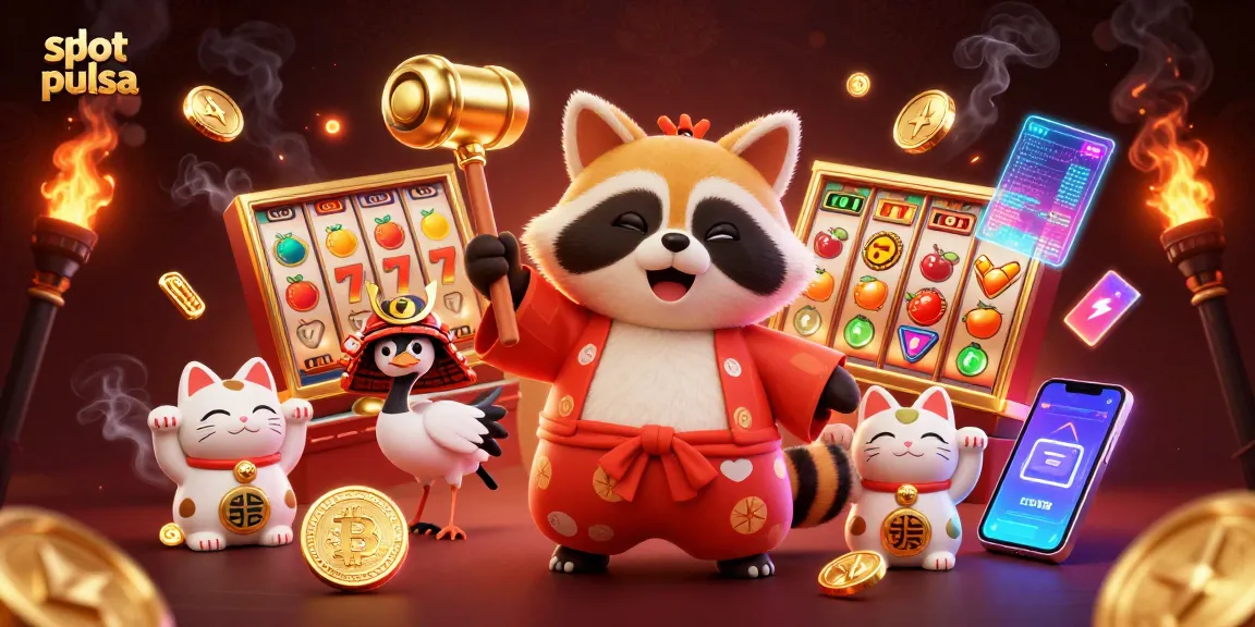 Menyukuri kemenangan di slot pulsa dengan tanuki keberuntungan dan kucing maneki-neko yang beruntung.