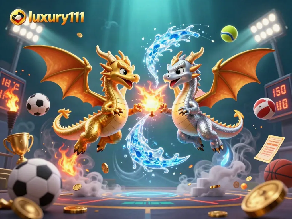 Engage in thrilling gameplay with luxury111 as gold and silver dragons create dynamic energy effects.