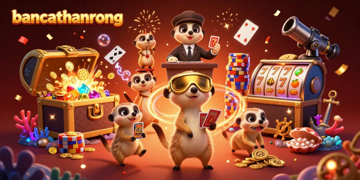 Bancathanrong showcases animated meerkats running a lively casino operation filled with excitement and colorful elements.