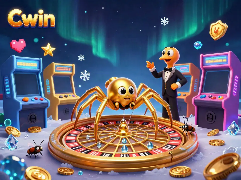 Experience thrilling bets with Cwin at a whimsical online casino, featuring a golden spider wheel!