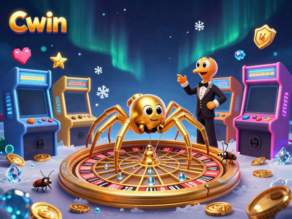 Experience thrilling bets with Cwin at a whimsical online casino, featuring a golden spider wheel!