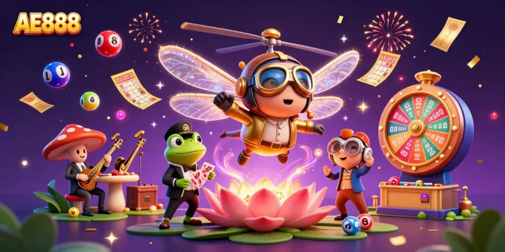 Experience the exciting atmosphere of AE888's vibrant casino world featuring dynamic characters and action.