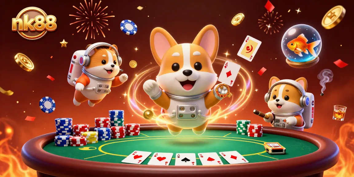 Experience thrilling games at nk88 with playful characters in a vibrant casino atmosphere.